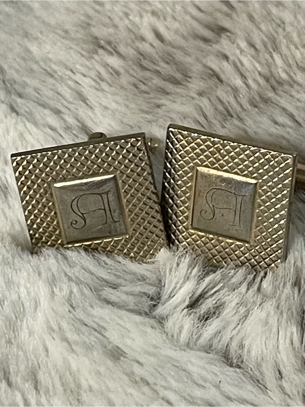 Monogrammed “A”  Gold-Tone Men’s Cufflinks - Elegant Square Design